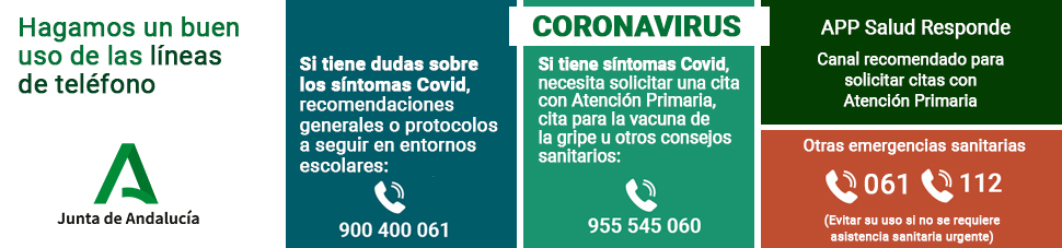 Teléfonos de información sobre el Coronavirus y demás emergencais sanitarias